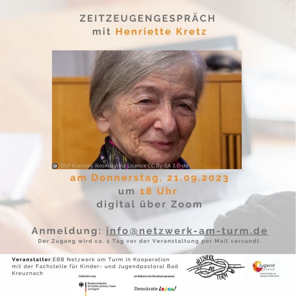 Online-Veranstaltung mit Zeitzeugin Henriette Kretz 