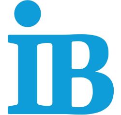 Logo von Internationaler Bund: Blauer Text mit einem kleingeschriebenem i mit Punkt, verbunden mit einen großgeschriebenem B.