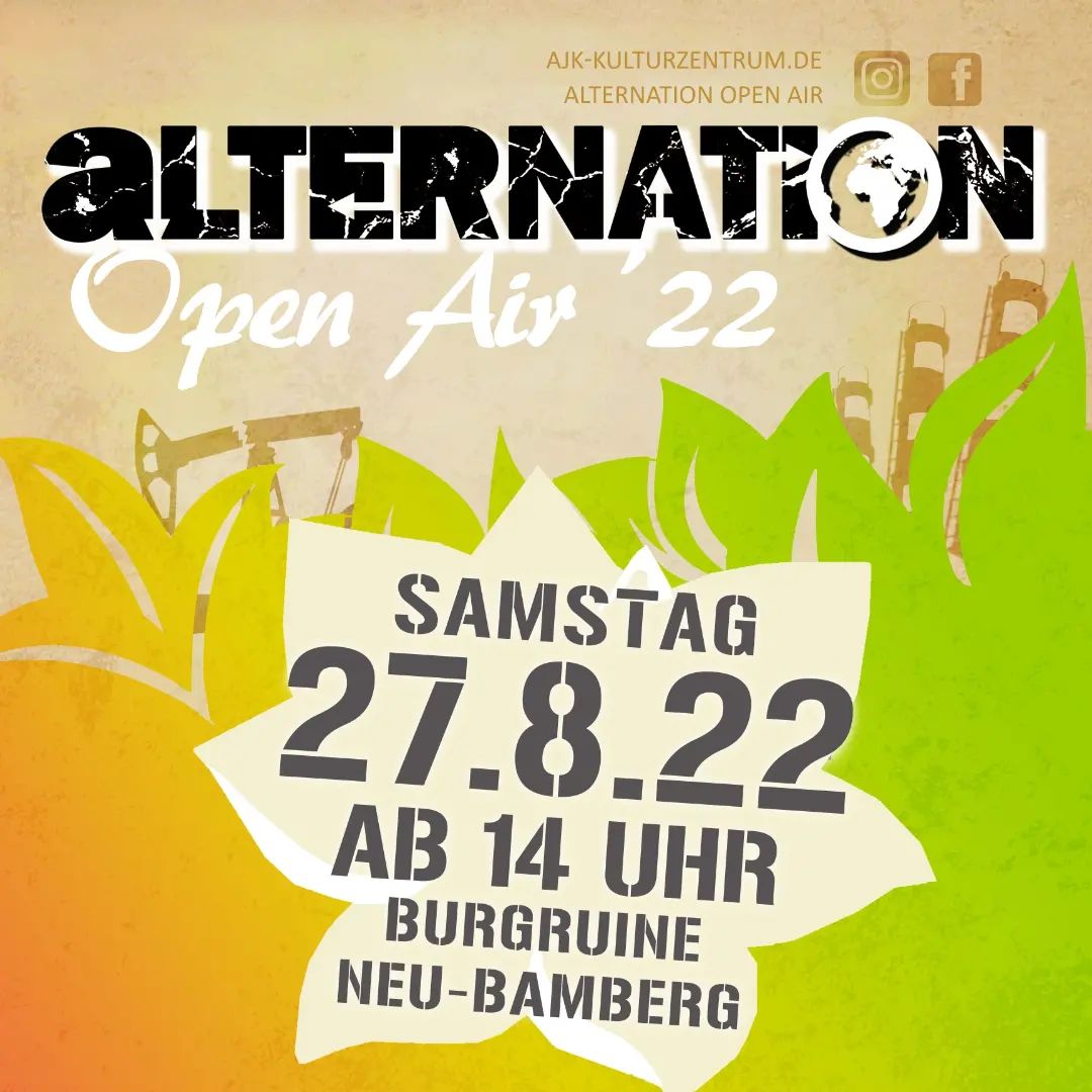 Plakat zum Alternation Open Air 2022 am 27. August 2022, ab 14 Uhr in der Burgruine in Neu-Bamberg
